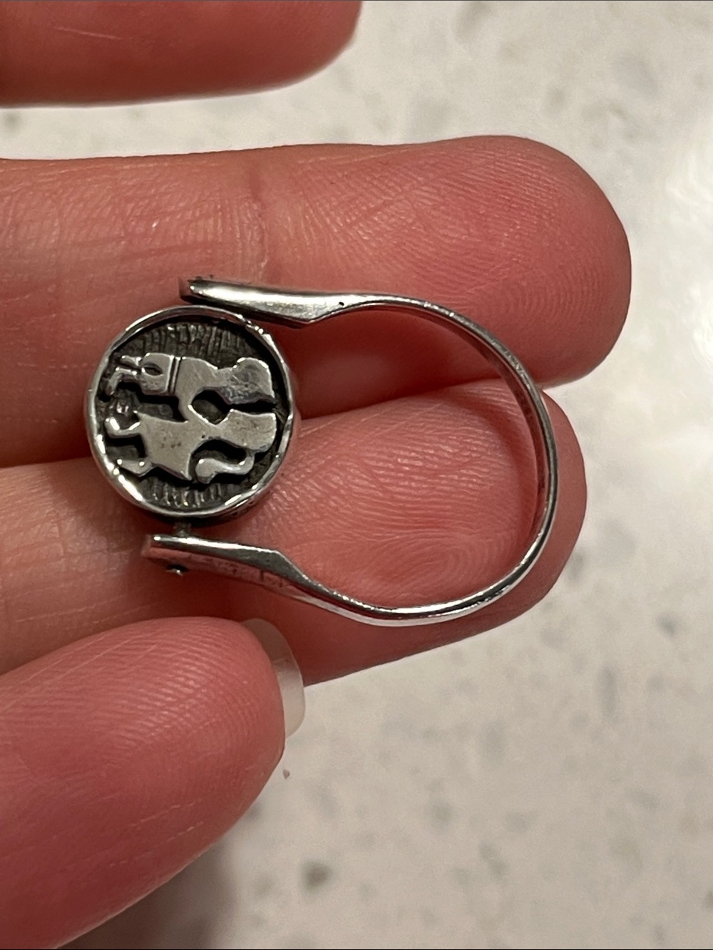 Sterling Silver Sunflower Signet/kissing Ring - Silver - Picture 5 of 6